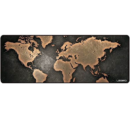 LIEBIRD Extended Xxxl Gaming Yellow Mouse Pad -31.5Lx11.8Wx0.12H- Portable with Extended XXL Size - Non-slip Rubber Base - Special Treated Textured Weave with Precision Control (Cool Map-XXL)