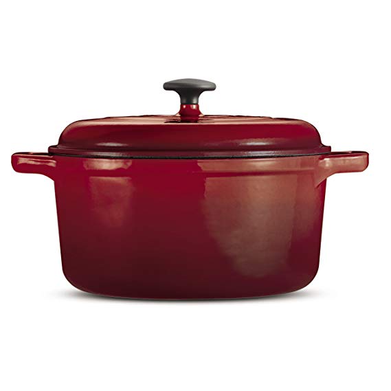 Tramontina 80131/621DS Style Enameled Cast Iron Covered Round Dutch Oven, 6.5-Quart, Red