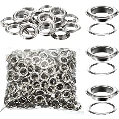 500 Pieces Grommet and 500 Pieces Washer Grommet Kit Nickel Finish Grommet Eyelet for Clothes Fabric Leather Tag Bag (1/2 Inch)
