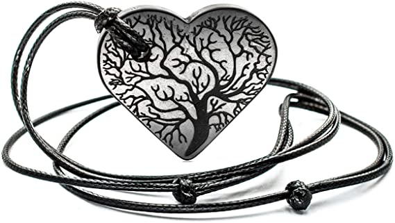 Shungite Pendant Heart with Engraved The Tree of Life EMF Neutralizer