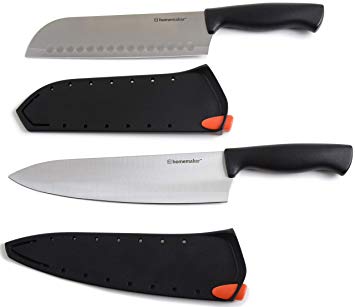Homemaker 2-Piece Stainless Steel Self Sharpening Santoku Chef Kitchen Knife Set