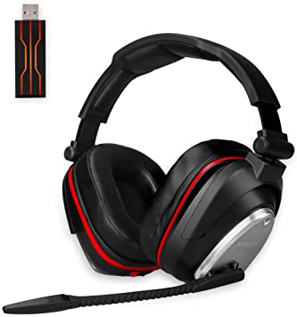 Wireless Gaming Headset for PC PS4 Switch with 7.1 Surround Sound Deep Bass- Rotating Metal Ear Cups