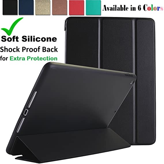 DuraSafe Cases for iPad 10.2 Inch - 2019 [ A2197 A2198 A2200 ] Smart Cover with Soft Silicone Back Auto Sleep/Wake : Soft Back - Black