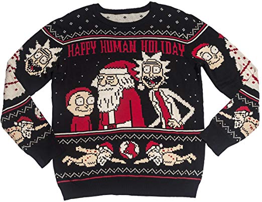 Ripple Junction Rick and Morty Adult Happy Human Holiday Ugly Sweater