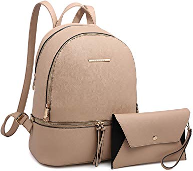 Dasein Womens Backpack Purse Casual Travel School Daypack with Matching Wristlet 2Pcs Set