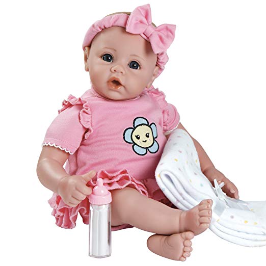 Adora BabyTime Pink 16" Weighted Girl Play Doll Gift Set Ensemble for Toddlers 3  (Includes Bottle & Blanket Snuggle Soft Huggable Vinyl Toy)