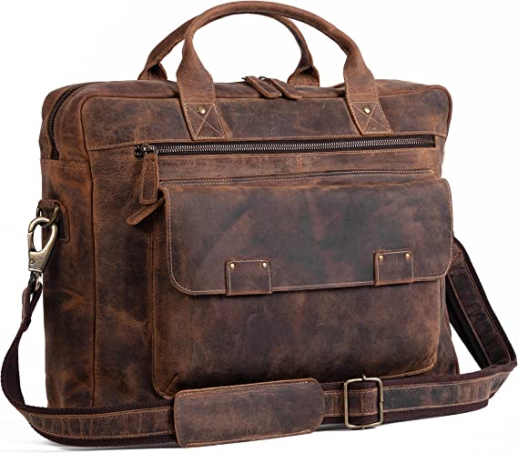 Leather briefcase 18 Inch Laptop Messenger Bags for Men and Women Best Office School College Briefcase Satchel Bag