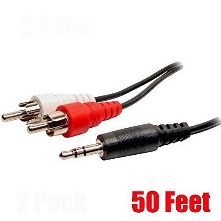 iMBAPrice® 50 Feet 3.5mm Stereo Male to Two RCA Male Splitter Cable