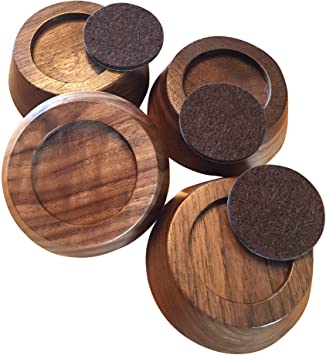 Prime Woodcraft Walnut Wood Premium Furniture Risers (4 Pack) | Adds 1 Inch Extra Height for Cleaning & Convenience | Bed Risers, Desk Riser, Table Risers, Furniture Legs, Sofa Risers | Heavy Duty