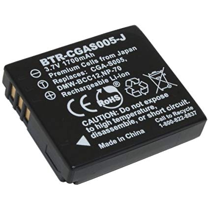 Wasabi Power Battery for Panasonic CGA-S005, CGA-S005A, DMW-BCC12 and Panasonic Lumix DMC-FS1, DMC-FS2, DMC-FX01, DMC-FX07, DMC-FX1, DMC-FX3, DMC-FX8, DMC-FX9, DMC-FX10, DMC-FX12, DMC-FX50, DMC-FX100, DMC-FX150, DMC-FX180, DMC-LX1, DMC-LX2, DMC-LX3