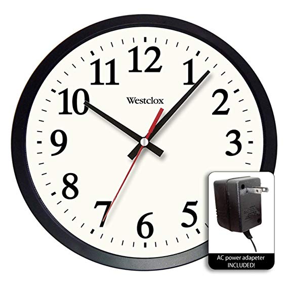 Westclox 14" Round Electric Powered Office Wall Clock, White