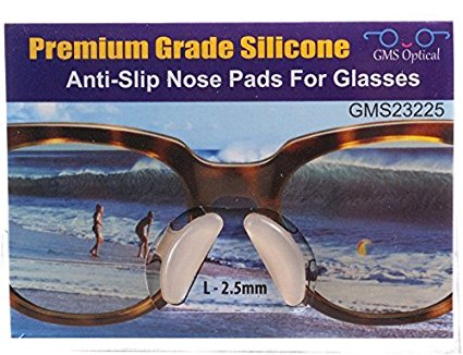 10 Pair, Clear - 2.5mm X 17mm Non-slip Nose Pads for EyeGlasses By GMS Optical - Premium Grade Silicone Color Clear Sold By 2,5,10 Pairs