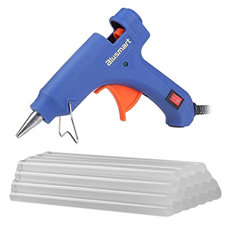 Blusmart Mini Hot Glue Gun with 25 Pieces Melt Glue Sticks, 20 Watts Blue Dual Temperature Glue Gun for DIY Craft Projects and Repair Kit