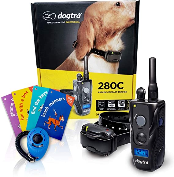 Dogtra 280C Remote Training Collar - 1/2 Mile Range, Rechargeable, Waterproof - Plus 1 iClick Training Card, Jestik Click Trainer - Value Bundle