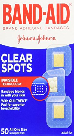 Band-Aid Brand Adhesive Bandages, Comfort-Flex Clear Spots, 50 Count