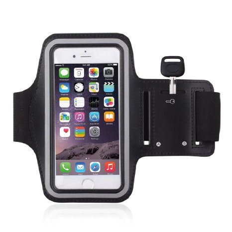 Sports ArmbandCoeuspow Armband for iPhone 6S6 47 inch iPhone 5S55C44S Running Exercise Gym Sport band with Dual Arm-Size Slots  Water Resistant Sweat Proof  Key pocket HolderBlack