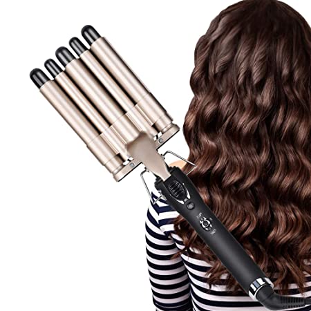 Crimper Hair Iron, Zealite 5 Barrel Curling Iron Wand Ceramic 2 Temperature Control Hair Waver Iron Styling Tools for Women or Girls Gift