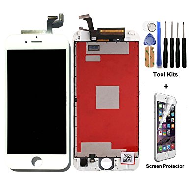CELLPHONEAGE For iPhone 6S 4.7 Inch New LCD Touch Screen Replacement With 3D Touch White Digitizer Glass Disply Assembly Replacement   Free Repair Tool Kits   Free Screen Protector