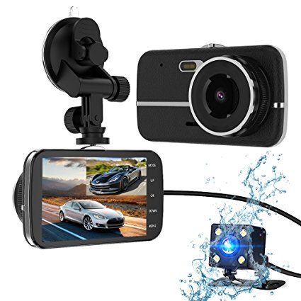 Dash Cam,Bekhic Dash Camera for Cars with Full HD 1296P Front and 720P Rear 290 Degree Super Wide Angle Dual Cameras, 4.0" IPS Screen,LDWS,Reverse Image,G-Sensor, Night Vision, WDR, Parking Guard etc