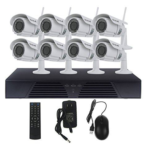8Ch 1080P Wireless Security Cameras System, 2.0 MegaPixel NetWork/Wi-Fi Camera,Motion Detection/IR Distance100FT,P2P Remote Viewing CCTV Systems Wifi