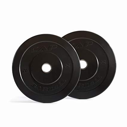 CAP Barbell Black Rubber Bumper Plates, Pair