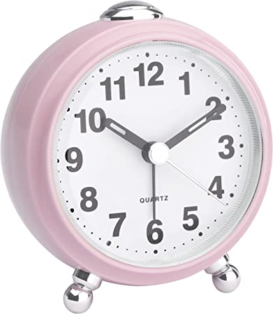 TFA-Dostmann Analogue Travel Silent Hands Retro Alarm Clock, L85 x B60 x H125 mm, Pink