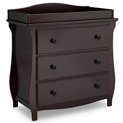 Delta Children Lancaster 3 Drawer Dresser with Changing Top, Dark Chocolate