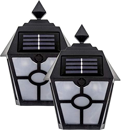 Sogrand Solar Deck Lights Outdoor Waterproof Wall Light Bright Fence Lighting Black Garage Door Lights Dual LED Porch Lantern Dock Decorations Step Stair Lamp for Outside Decor Post Yard Path 2Pack