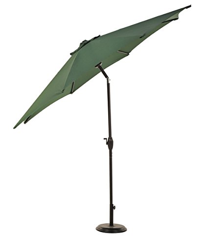 Grand Patio 9' Outdoor Aluminum Market Umbrella with Auto Tilt and Crank, 8 Ribs, Dark Green