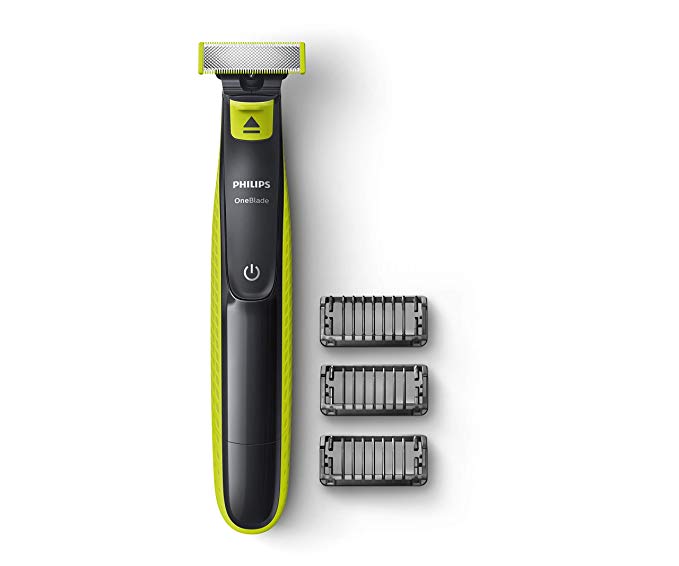 Philips QP2525/10 OneBlade Hybrid Trimmer and Shaver with 3 Trimming Combs (Lime Green)