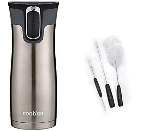 Contigo Autoseal West Loop Stainless Steel Travel Mug with Easy Clean Lid, 16-Ounce, Stainless Steel With Cleaning Brushes