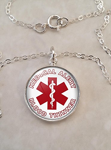 Medical Alert Blood Thinner .925 Sterling Silver Necklace