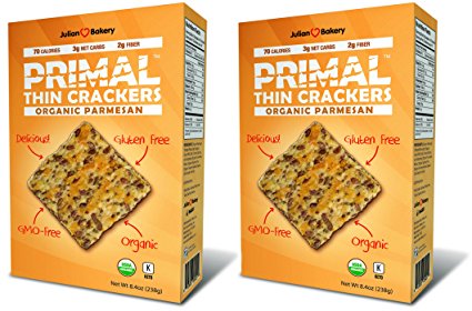 Organic Primal Thin Crackers (2 Pack) (Low Carb, Gluten Free, Grain Free) (Organic Parmesan)