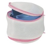Household Essentials Polyester 2-Sided Bra Wash Bag White with Pink Trim