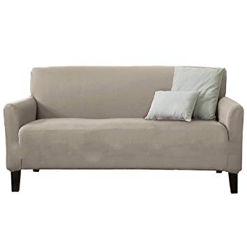 Home Fashion Designs 1-Piece Spandex Slipcover Dawson Collection. (Sofa, Silver Cloud)