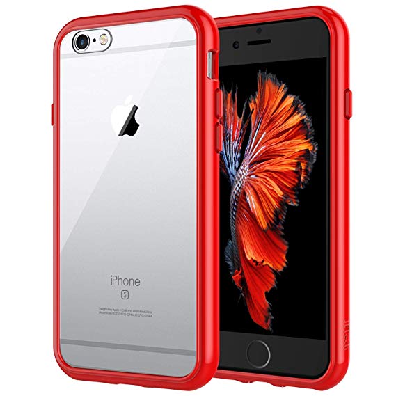 JETech Case for Apple iPhone 6 and iPhone 6s, Shock-Absorption Bumper Cover, Anti-Scratch Clear Back (Red)