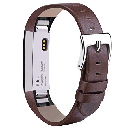 Vancle Leather Bands Compatible with Fitbit Alta/Fitbit Alta HR for Women Men, Adjustable Replacement Accessories Strap with Buckle for Fitbit Alta and Fitbit Alta HR