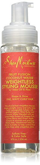 Shea Moisture Fruit Fusion Coconut Water Weightless Styling Mousse, 8 Ounce