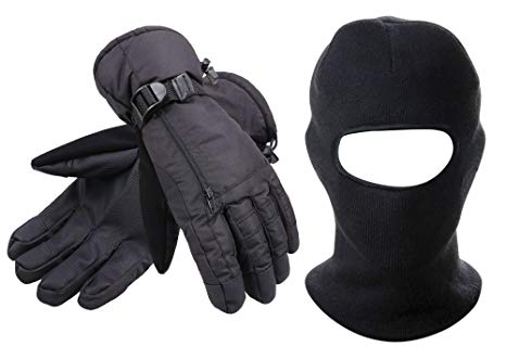 Simplicity Mens Winter Windproof Snowboard/Ski Mask&Touchscreen Gloves