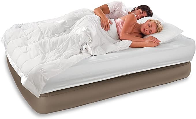 INTEX Queen Raised Air Bed Guest Airbed Mattress with Built-In Pump