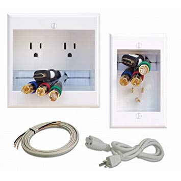 PowerBridge Solutions Two-PRO-6 Cable Management System with Dual Power for Wall-Mounted TVs