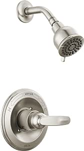 Delta Faucet Foundations Brushed Nickel Shower Faucet Set with 2-Spray Brushed Nickel Shower Head, Shower Trim Kit, Shower Faucet Sets Complete, Stainless BT13210-SS (Valve Not Included)