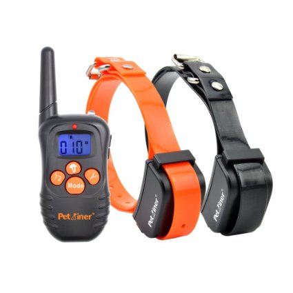Petrainer PET998N2 330 Yards Beep and Vibration Rechargeable Remote Dog Training Vibrating Collar for 2 Dogs NoNon Static Shock Function