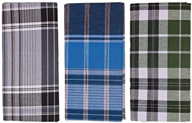 Neoteric Handloom 100% Cotton Checked Lungi/Dhoti/Sarong/Wrap for Mens - 3 Piece Combo Pack