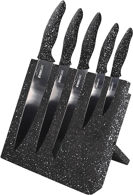 Stoneline Magnetic Knife Block Set, 6 Pieces, with foldable stand