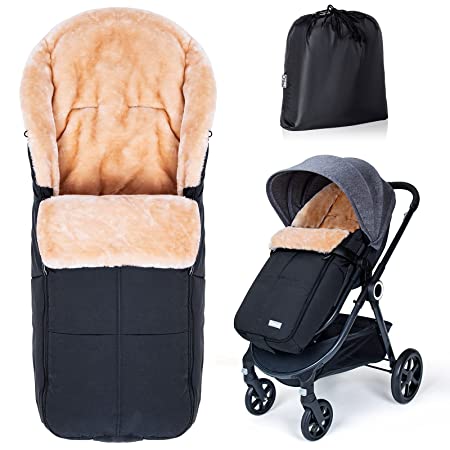 Orzbow Wool Warm Bunting Bag Universal,Suitable Below 5 ℃,for Alaska,Stroller Sleeping Bag Cold Weather,Waterproof Toddler Footmuff (Black)