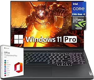 Lenovo Legion Pro 5i Gaming Laptop, 16-inch WQXGA 240Hz Display, Intel 24-Core i9-13900HX, 64GB DDR5 RAM, 4TB SSD, GeForce RTX 4070, Backlit, Microsoft Office Lifetime License & Windows 11 Pro