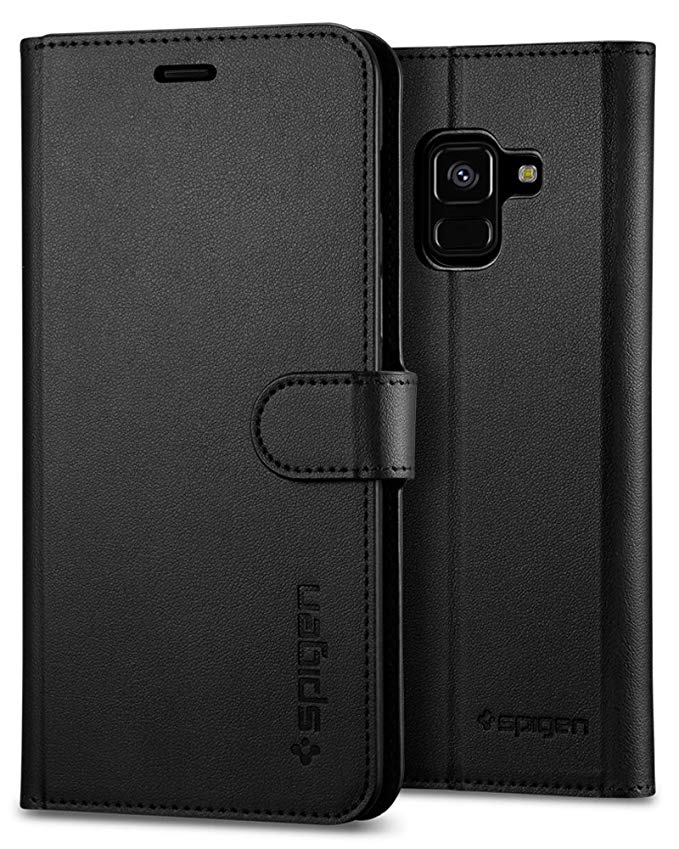 Galaxy A8 Case Spigen Wallet S - Slim Dual Layer Wallet Design and Card Slot Holder for Samsung Galaxy A8 (2018) - Black