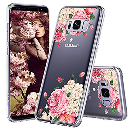 Galaxy S8 Case, Galaxy S8 Case Clear, MOSNOVO Floral Pink Rose Flower Clear Design Transparent Plastic Hard with TPU Bumper Protective Back Phone Case for Samsung Galaxy S8 (2017)