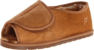 Propet Men's Adjustable Overlay Slipper,Cinnamon,8 3E US